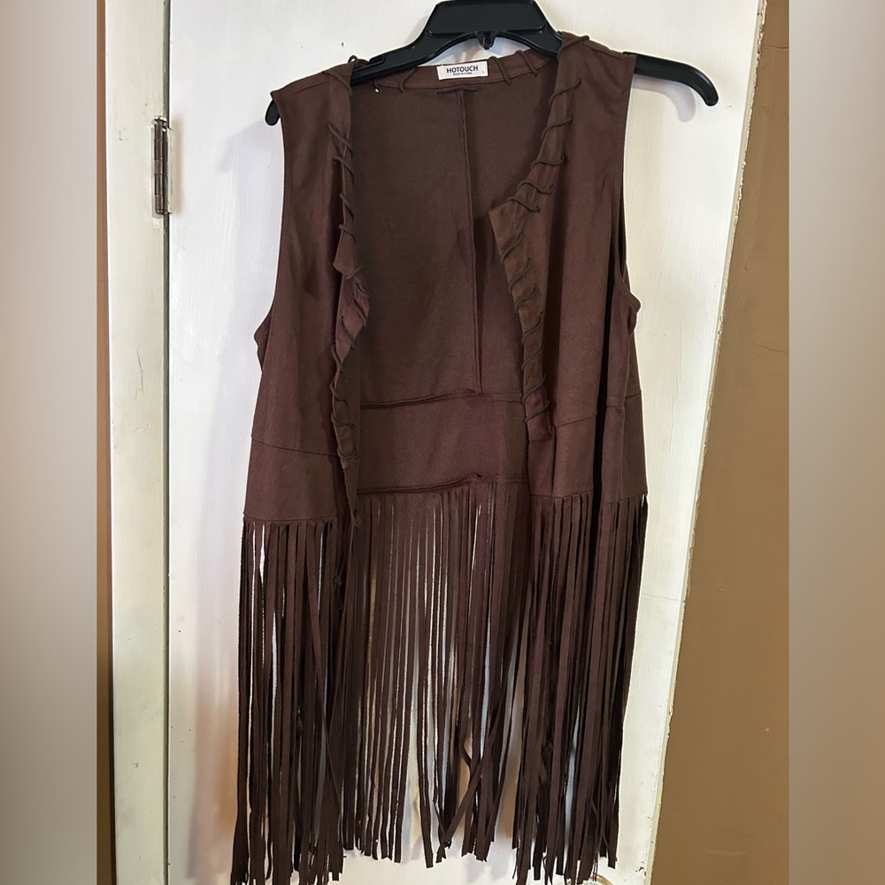 Faux leather western vest.
